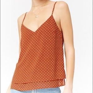 Flowy Burnt Orange Polka Dot Tank